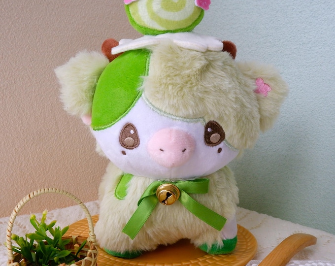 Matcha Roll Cow Plush with Blessing, Emotional Support Plush, Cozy Cuddle Buddy, Dessert Cow Plush, Cute Comfort Gift