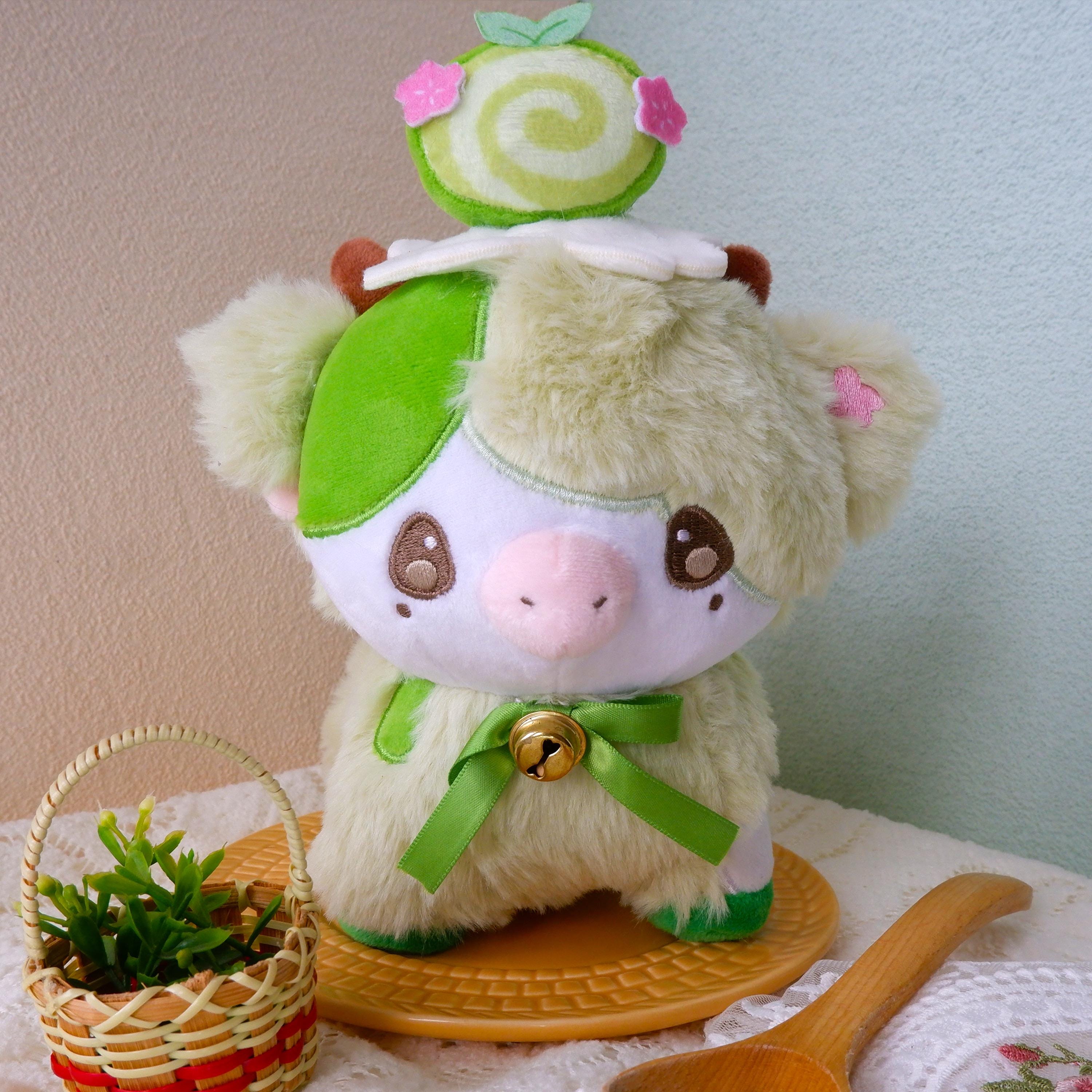 Matcha Roll Cow Plush with Blessing, Emotional Support Plush, Cozy Cuddle Buddy, Dessert Cow Plush, Cute Comfort Gift