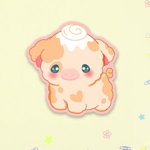 Adesivo de vaca com pão de canela, adesivo de vaca em rolo doce, adesivo de pão de vaca fofo, adesivo de vaca holográfico, adesivo de vaca Kawaii Deco, presentes de vaca pequena