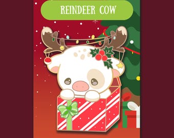 Leuke rendierkoespeld, kerstspeld cadeau, koe cadeauaccessoires, kerstkoe speld, koeverzamelaar, koehoedspeld, cadeau koe minnaar