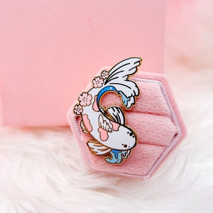Enamel Pin: Japanese Cherry Blossom Koi Fish, Sakura Koi Fish Pair Pin ...