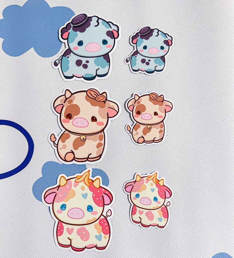 Cute Ice Cream Cow Sticker Set Kawaii Flavor Cow Vinyl - Etsy