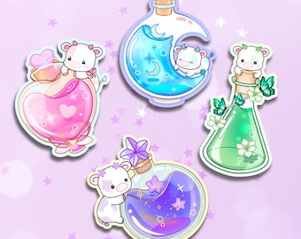 Cow Potion Stickers, Magic Cow Potion Sticker, Kawaii Cow Potion Stickers, Magical Potion Set, Cow Potion Bottle, Cute Cow Gifts, Cow Lover