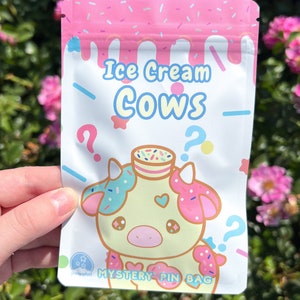Ice Cream Cow Mystery Pin Bag, Cute Cow Enamel Pin Blind Bag, Cow Pin Set, Cute Animal Pin, Mystery Gifts, Surprise Pin Bag, Cow Collection
