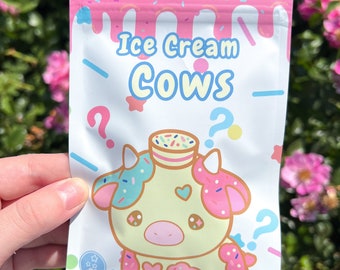 Ice Cream Cow Mystery Pin Bag, Cute Cow Enamel Pin Blind Bag, Cow Pin Set, Cute Animal Pin, Mystery Gifts, Surprise Pin Bag, Cow Collection