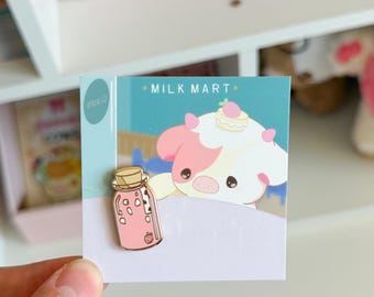 Strawberry Milk Mini Enamel Pin l Milk Mart Collection