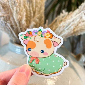 Cute Cottagecore Cow Stickers, Country Cow Stickers, Cute Flower Cow Stickers, Vinyl Vintage Cow Set Stickers, Farmcore Cow Glossy Stickers image 4