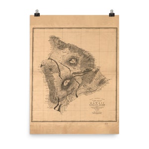 Mapa de Hawái, islas hawaianas, 18.0 x 24.0 in, póster de mapa