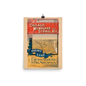 Chicago, Milwaukee y St. Paul R'y Map, reimpresión de póster vintage de 12"x16"