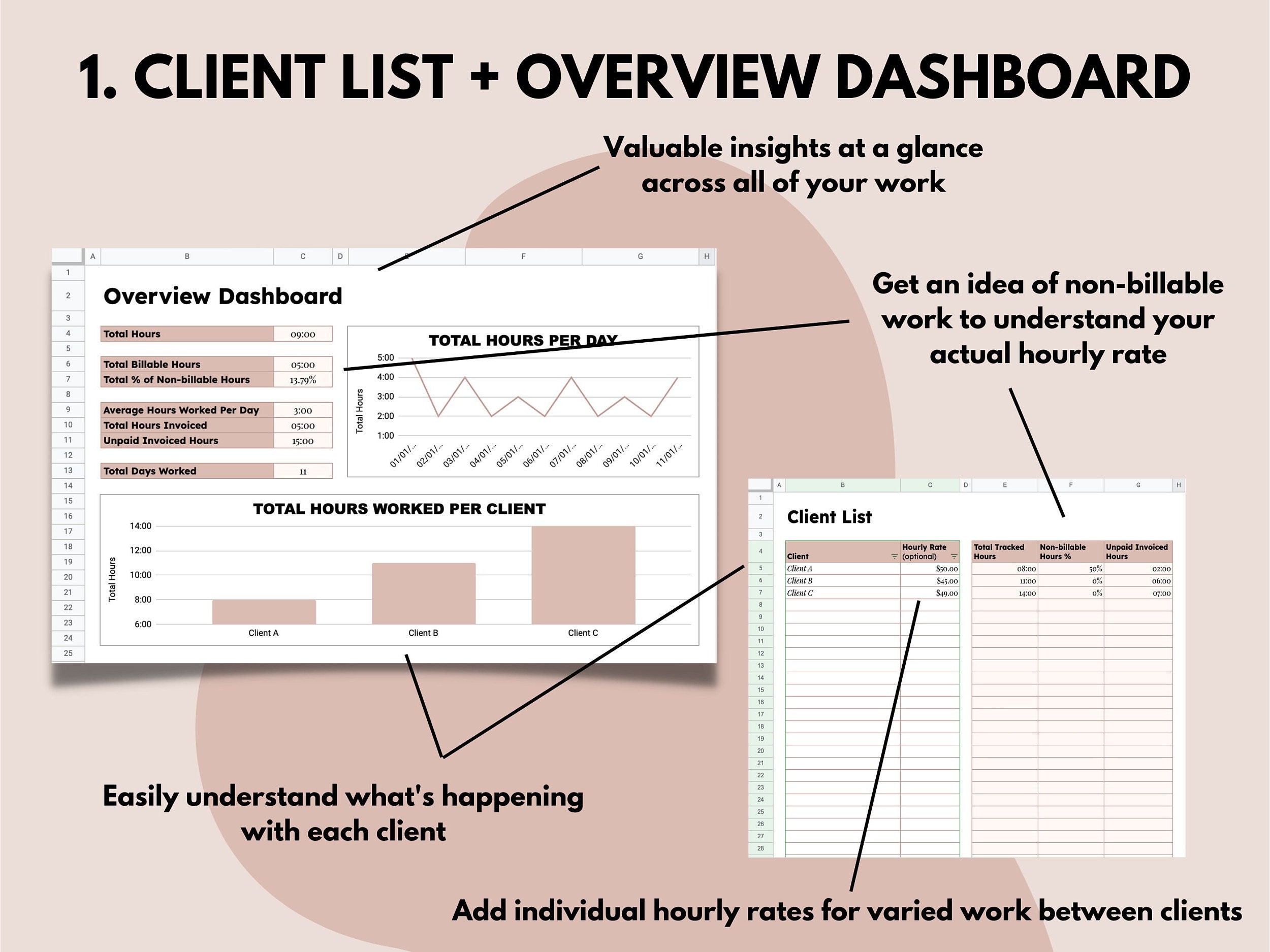 Time Tracker Spreadsheet Template for Google Sheets | Freelancer ...