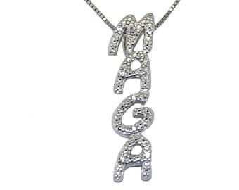 MAGA Necklace 8 Diamonds With Silver Chain Only 89.00 Conservative Republican USA Jewelry Best MAGA Jewelry Patriot owned and operated