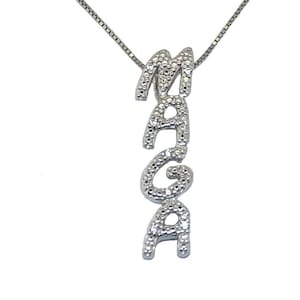 MAGA Necklace 8 Diamonds With Silver Chain Only 89.00 Conservative Republican USA Jewelry Best MAGA Jewelry Patriot owned and operated