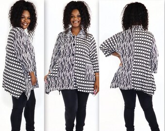 Artsy women jacket, High fashion jacket, Mix n Match women Jacket, Women Jacquard jacket, Plus size women jacket, size 1XL, 2XL,3XL