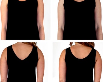 Womens Reversible 2 in 1  Sleeveless Cami Tank Top with Convertible Neckline | Regular and Plus Sizes