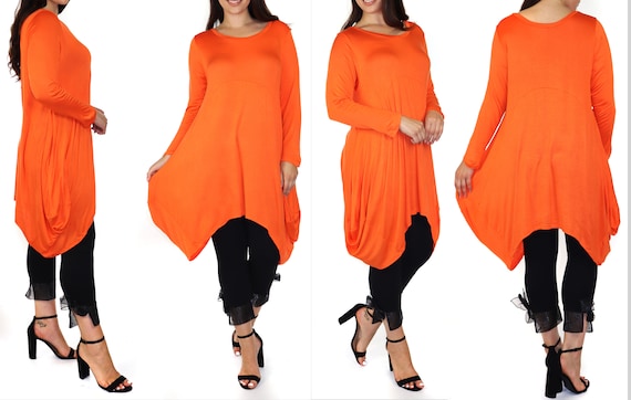 特別オファー Women Balloon Hem Tunic, Plus Size Tunic, Full Sleeve Tunic トップス