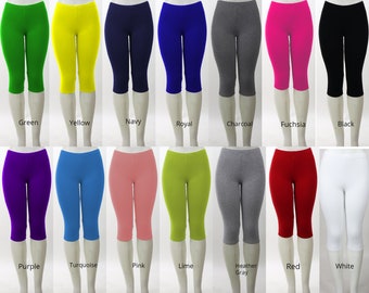 Calças leggings capri elásticas femininas, calças curtas de ioga, leggings multiuso sem costura, fabricadas nos EUA, tamanhos regulares e plus size