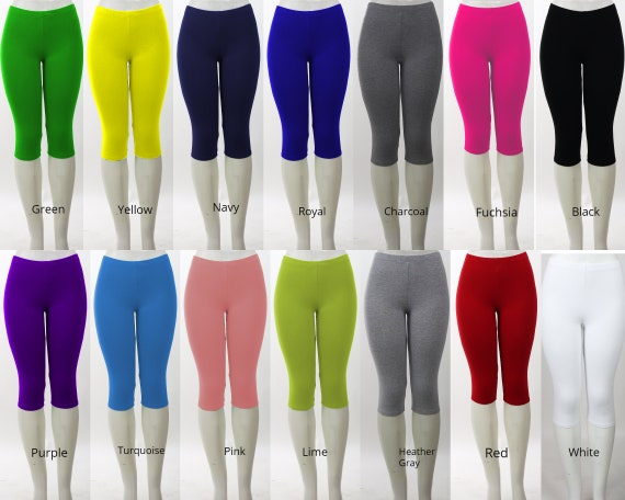 Womens Capri Stretchy Pants Leggings, Crop Yoga Pants, All Purpose Leggings  NOT SEETHROUGH, Made in USA, Regular and Plus Sizes 