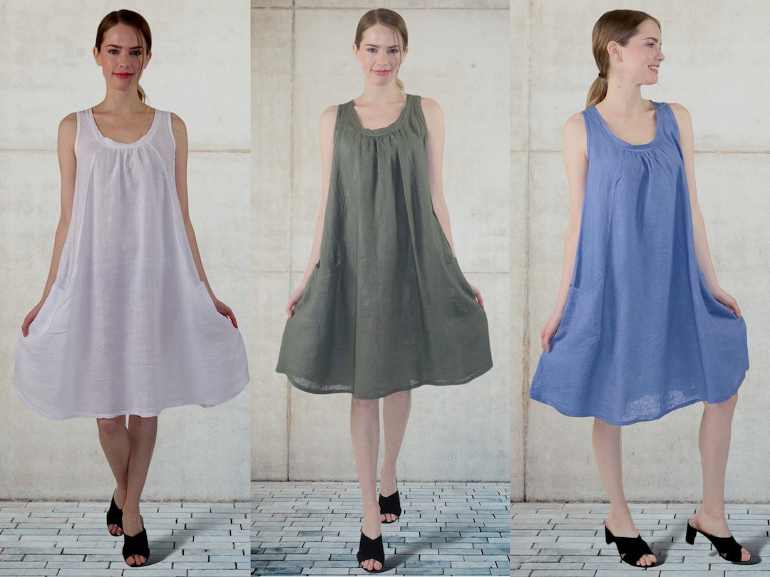 Sleeveless Belted Midi Linen Dress with Notch Lapel and Softly Structured Silhouette