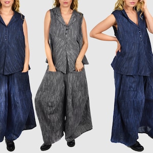 Hand spun cotton Pant Set, 2 pc pant set, Women Pant set, Lagenlook Pant Set,