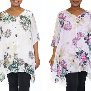 High end Tunic, Floral Print Flared Top, Boho Tunic, Plus size tunic, Women Tunic, Asymmetrical Tunic,