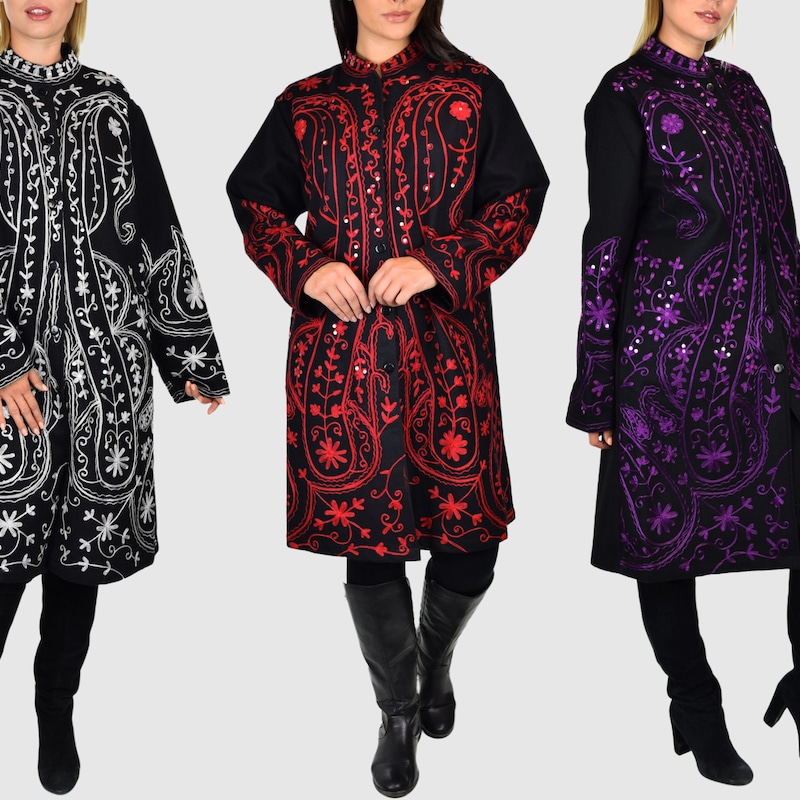 Tile embroidered coat main image 0