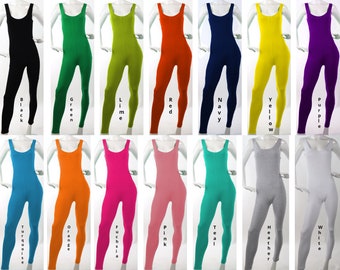 Womens Unitard Bodysuit, Catsuit, Sleeveless Unitard, Stretchy Yoga Overall, NOT SEETHROUGH, Made in USA, Regular and Plus Sizes