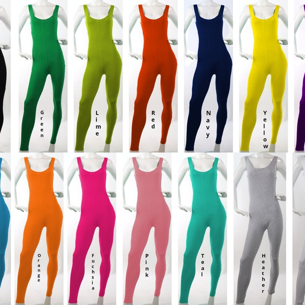 Womens Unitard Bodysuit, Catsuit, Sleeveless Unitard, Stretchy Yoga Overall, NOT SEETHROUGH, Made in USA, Regular and Plus Sizes