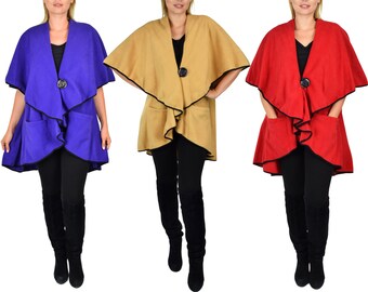 Dammysig kapponcho, resekape med knappstängning fram, kappa i polarfleece, vanliga och plusstorlekar