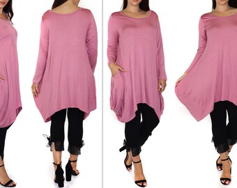 Women Balloon Hem Tunic, Plus Size Tunic, Full Sleeve Tunic