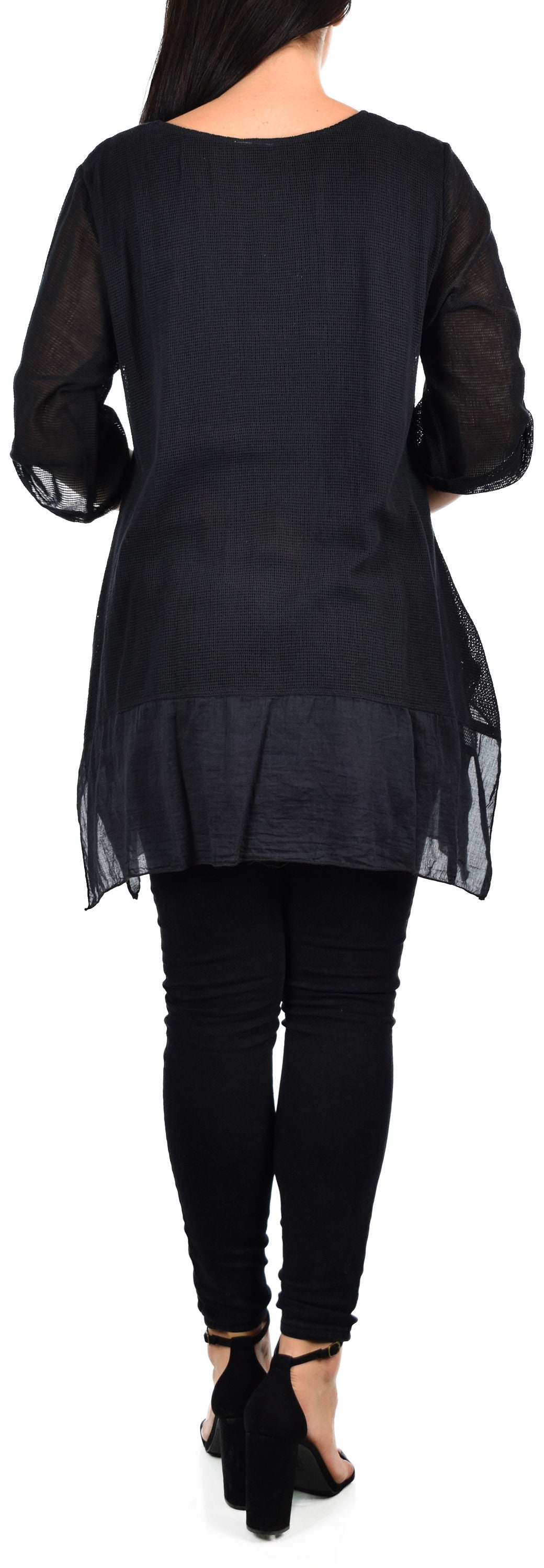 Plus Netted Tops Women Plus Size Loose Fitting Netted Embroidered Tunic Blouse Top With ...