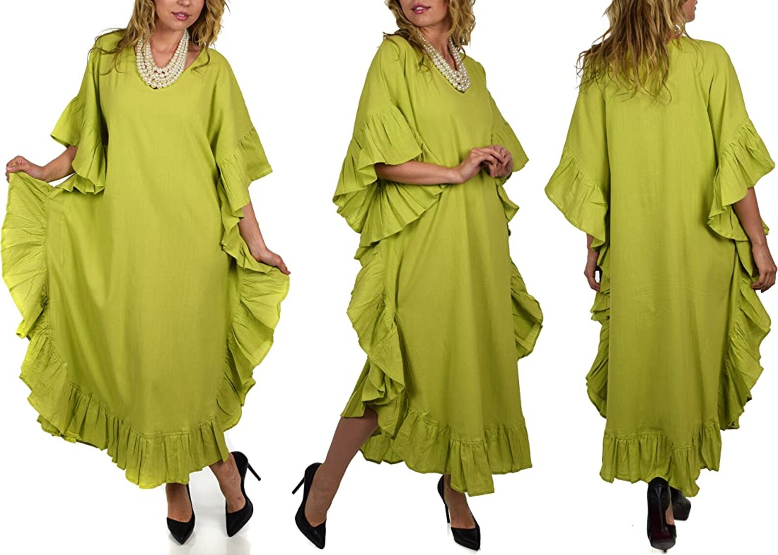Womens Plus Size Soft Cotton Gauze Long Kaftan Caftan Cover up Kimono