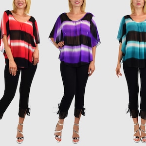 Women Plus Size Tie-Dye Semi-Sheer Tunic Blouse Shirt, Cover Up, Loose and Comfy Top, Sizes M-3X