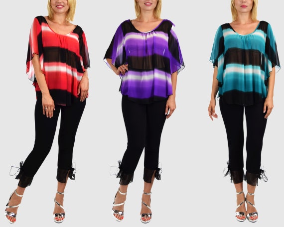 Women Plus Size Tie-dye Semi-sheer Tunic Blouse Shirt, Cover Up, Loose and  Comfy Top, Sizes M-3X 