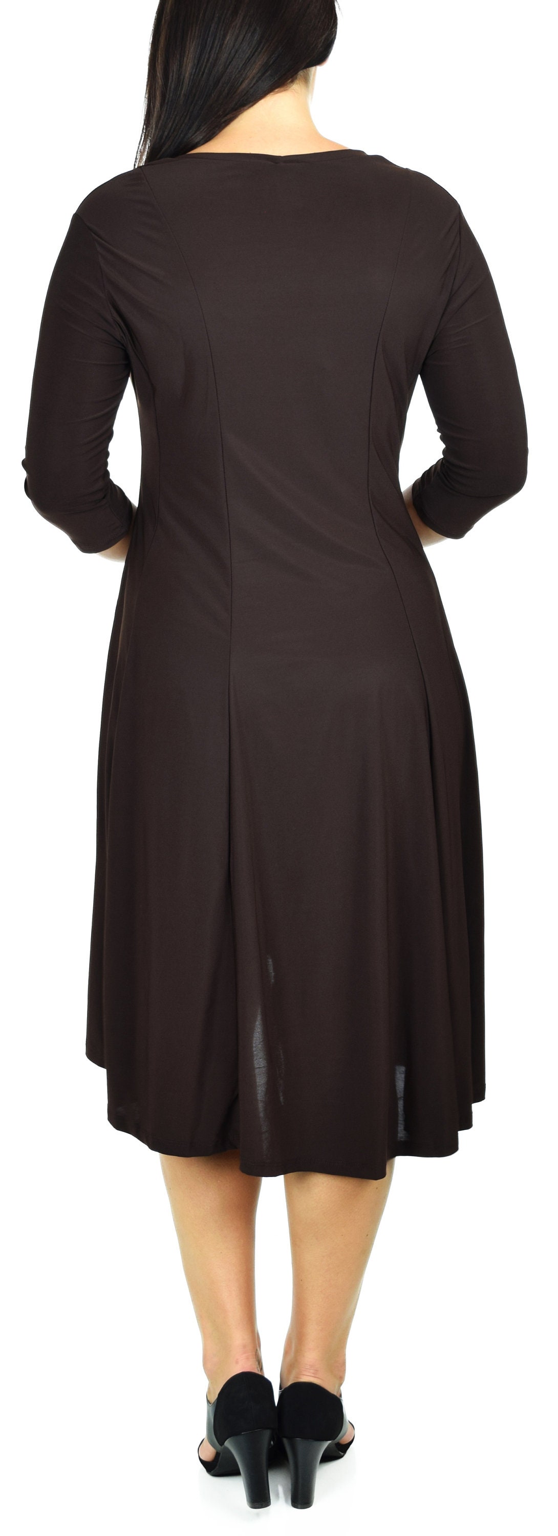 Womens Mid Calf Midi A Line Dress, High Low Dress Fits L-1X