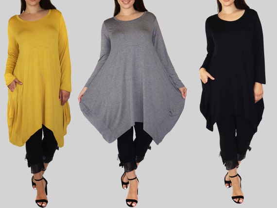 Women Balloon Hem Tunic, Plus Size Tunic, Full Sleeve Tunic