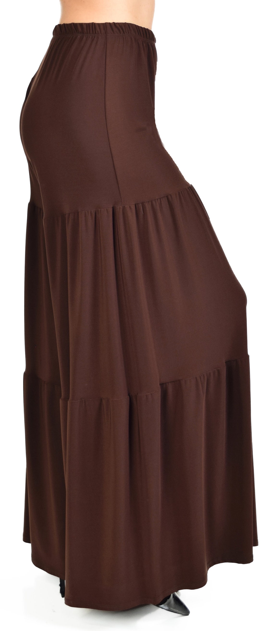 A319. Wide Leg Tiered Palazzo  Pants - Charcoal Gray