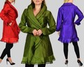 Women Collared Poly Dupioni Silk Blazer Jacket with Side Pockets, Regular & Plus Sizes