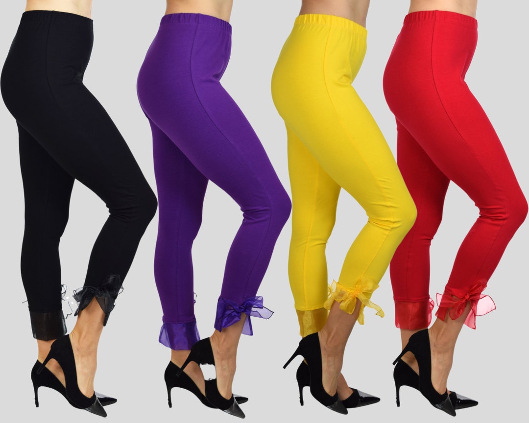 Women Capri Bow Tie Leggings, Yoga Pants, All Purpose Breathable