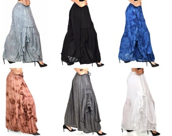 Boho BoHo Löst sittande Baggy Palazzo-byxor med sidofickor