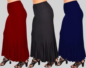 Women Boho Skirt,  Godet Splash Bottom Skirt, Paneled A Line Skirt,  Maxi Skirt, Regular and Plus Sizes