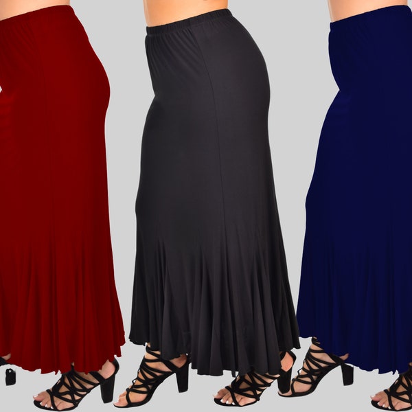 Women Boho Skirt,  Godet Splash Bottom Skirt, Paneled A Line Skirt,  Maxi Skirt, Regular and Plus Sizes