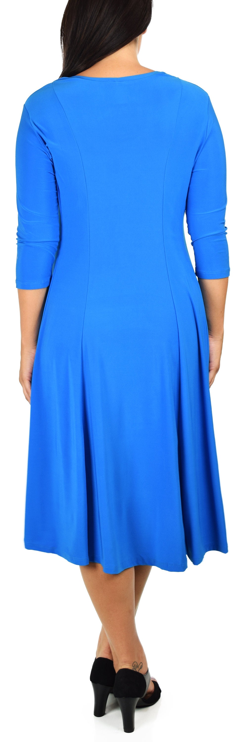 Womens Mid Calf Midi A Line Dress, High Low Dress Fits L-1X