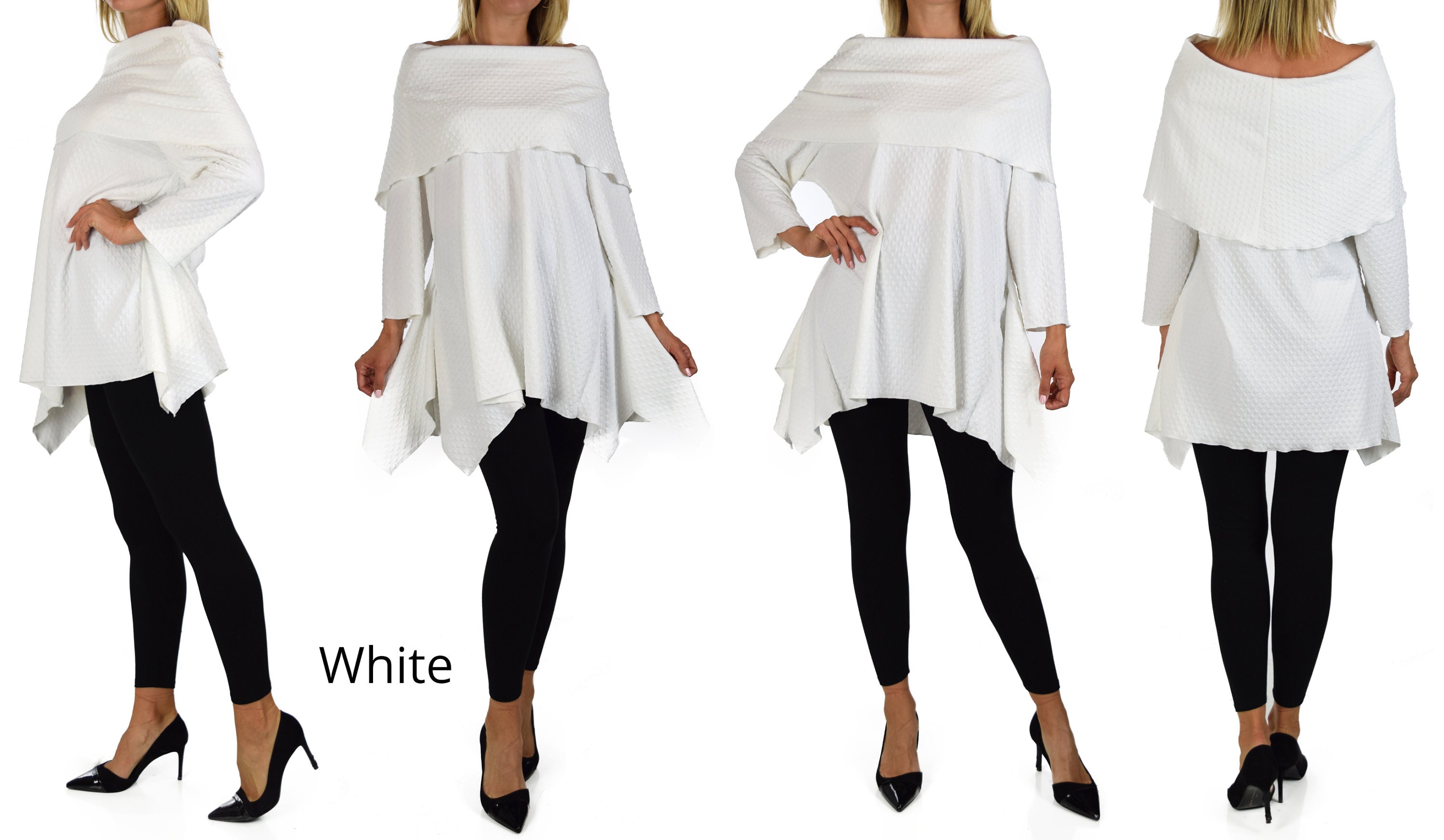 3/4 sleeve cowl nk gathered side tunic main image 1