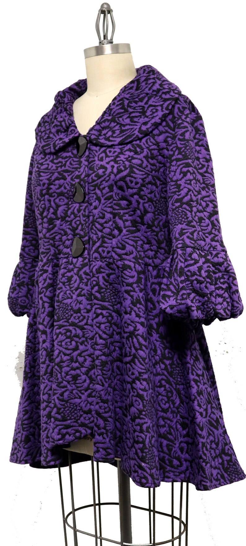 Jacquardkavaj för kvinnor, High fashion-kavaj, Damkavaj, Lila kavaj, Konstnärlig damkavaj, Damkavaj i plusstorlek, storlek Small, M och L bild 5