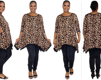 High end Tunic, Animal print tunic, Lagenlook Tunic, Boho Tunic, Plus size tunic, Women Tunic, Asymmetrical Tunic,