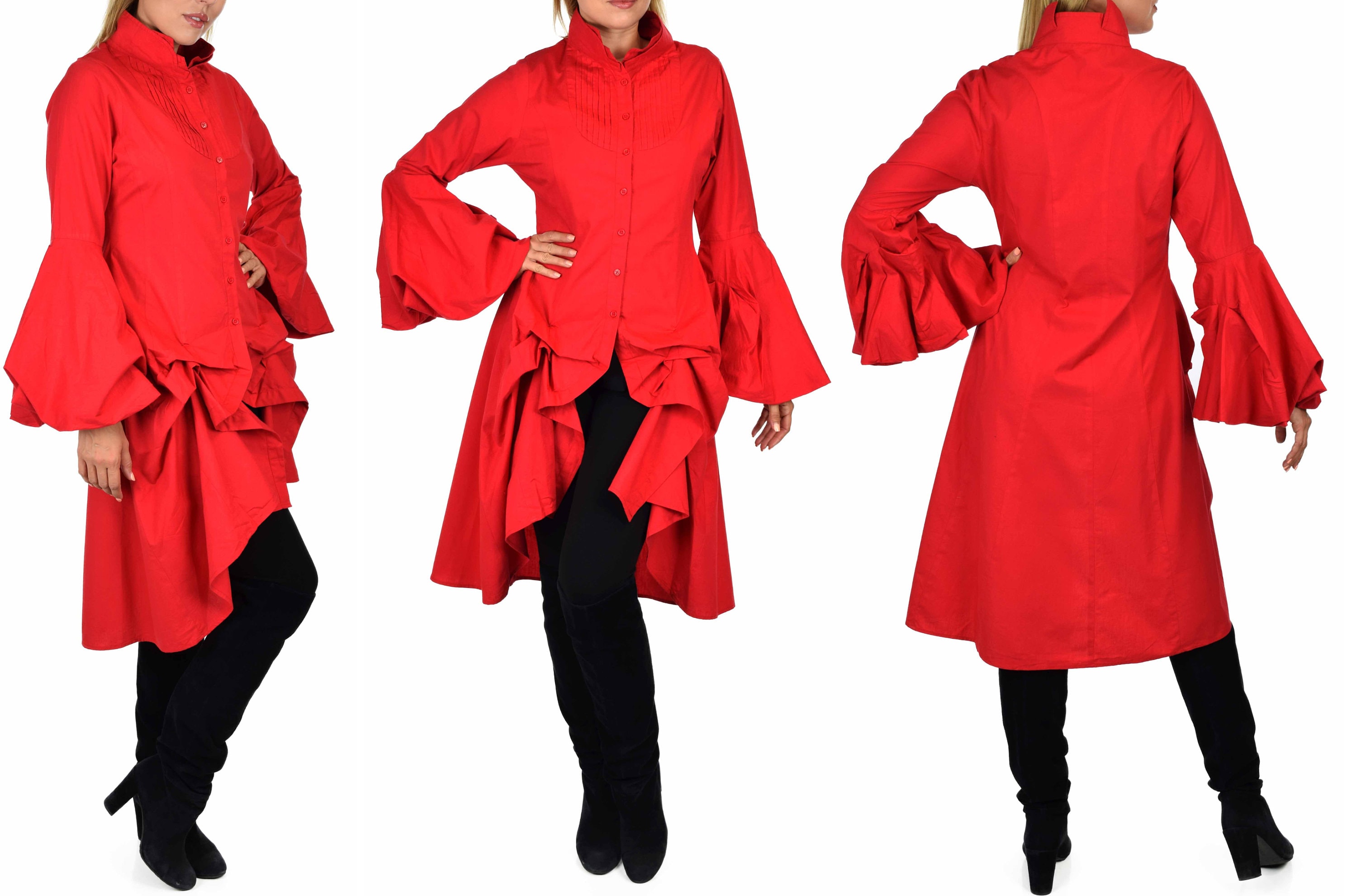 Women Victorian Western Button Down Vintage Dress Shirt Blouse Etsy