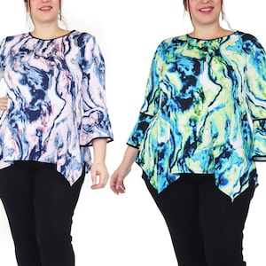 Tie Dye Tunic, Marble Print Tunic, Women Tunic, Versatile Tunic, Plus size Tunic for Travel and Much More. M to 3XL