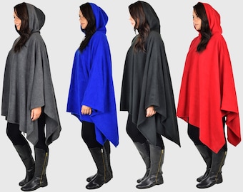Pull à capuche style poncho adulte unisexe, couverture en polaire, sweat à capuche pour temps froid, pull-over confortable et polyvalent, fabriqué aux États-Unis