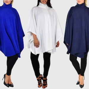 Unisex Adult Poncho Style Sweater Fleece Cover Up with Muffler, Sweatshirt for Cold Weather, Comfy Cozy Versatile Poncho, MADE IN USA