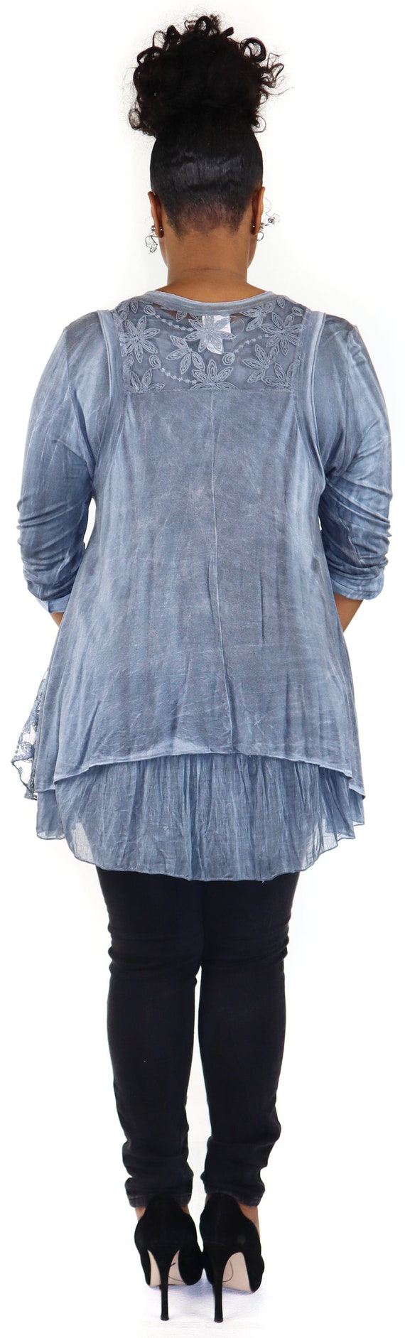 Women Plus Size Tunic Top, 2 Pc. Embroidered Lace Tunic